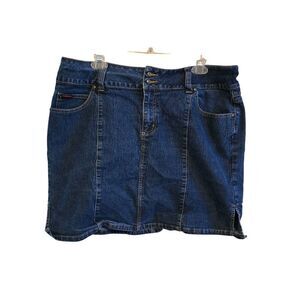 Fubu The Collection Women’s Denim Skirt Double Button Classic boho date night